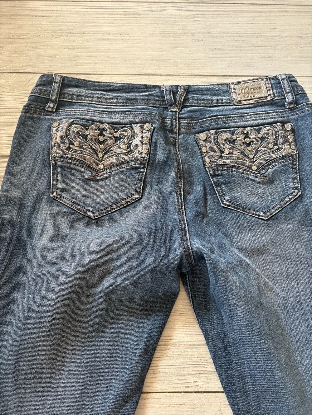 Grace in LA Embellished Bootcut Western Jeans | Size 13/30